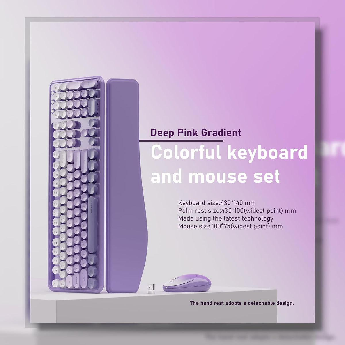 UBOTIE Wireless Keyboard and Mouse Combo, Phone Holder (Purple)