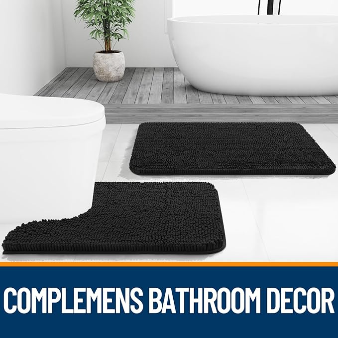 OLANLY Large Bathroom Rugs 45x27, Extra Soft Absorbent Chenille Bath Rugs