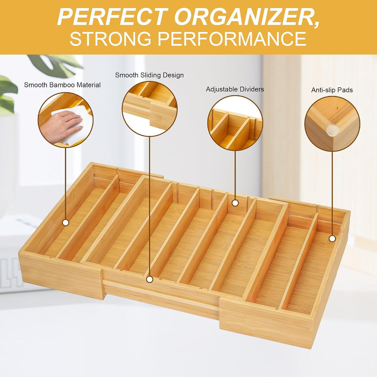 MinBoo Bamboo K Cup Holder for Drawer or Countertop Coffee Pod Holder Expandable K Cup Pod Storage Tea bag organizer K Cup Storage for Coffee Station Home Office and Kitchen, Natural