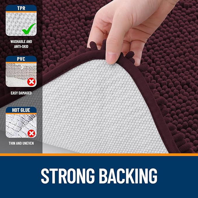 OLANLY Large Bathroom Rugs 50x30, Extra Soft Absorbent Chenille Bath Rugs