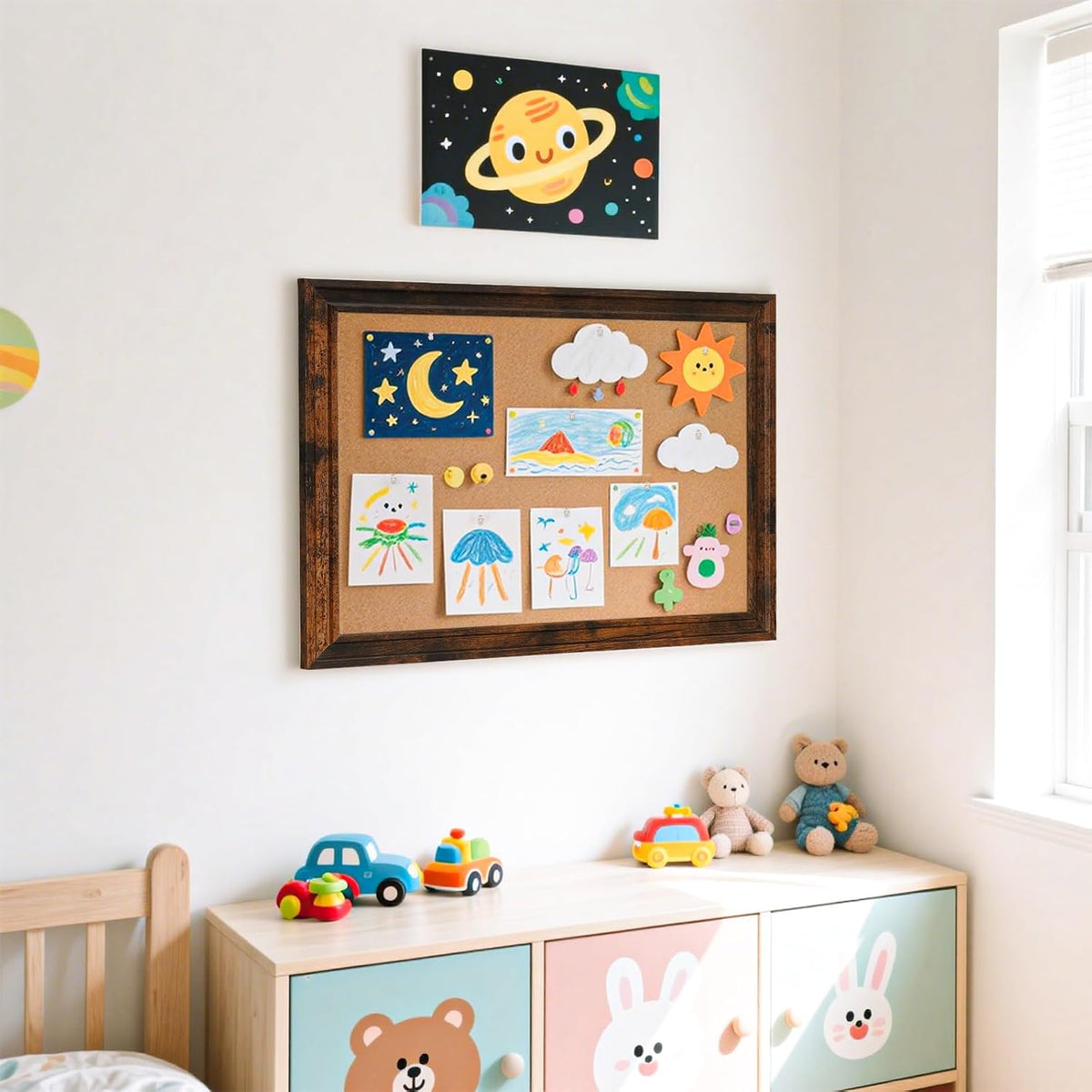 Cork Board Bulletin Board, 24"x18" Corkboard for Wall