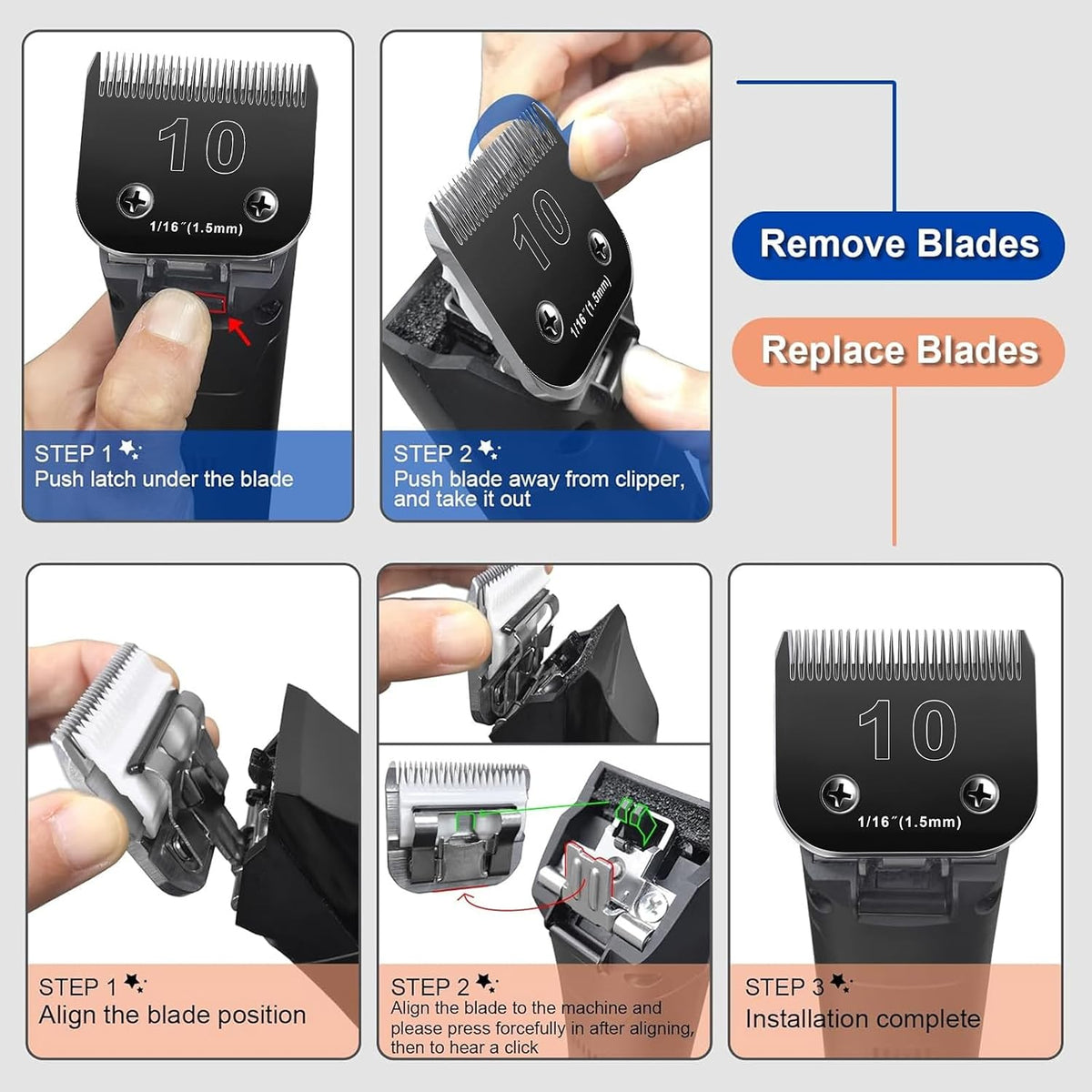 7pack Dog Grooming Blades Compatible with Andis/Wahl KM10 Series
