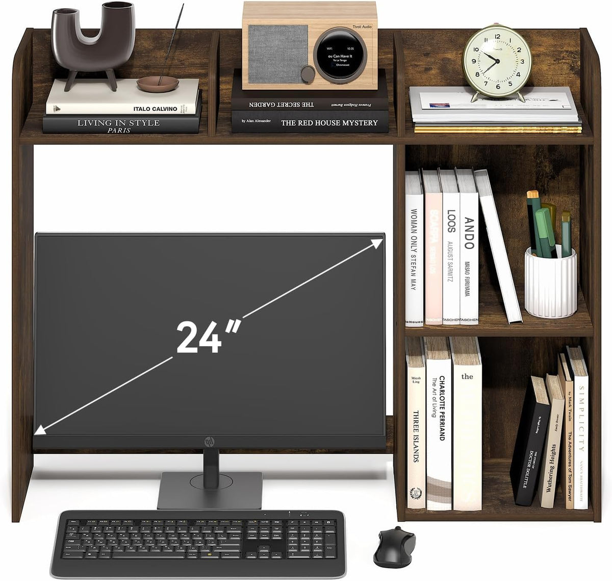 Furinno Classic Desk Shelf, 5-Shelf Desktop Hutch, Book Shelf, 3-Tier Desk Organzier, for Office Supplies, Office Desk Accessories, for Home Office, College, Dorm, White