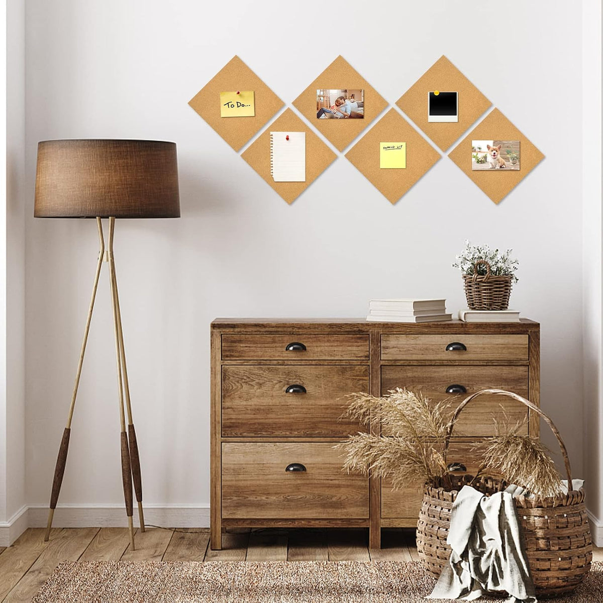Cork Board Tiles 12"x12" - 1/2" Thick 10 Pack Cork Board Square Bulletin Boards Self Adhesive Corkboards for Walls Pin Boards Corkboards for Office Home School Decor
