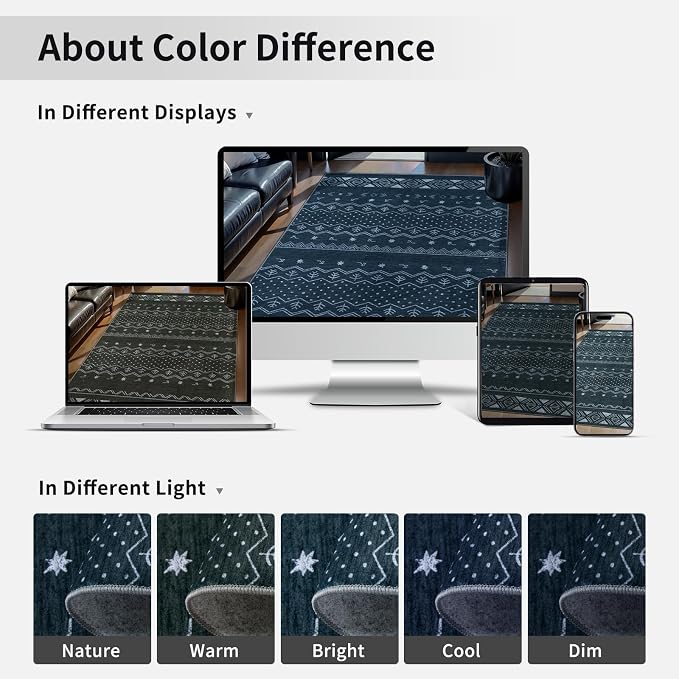 SERISSA 2x6 Kitchen Runner Rug, Washable Non-Slip Grey Boho Rug, Soft Low-Pile