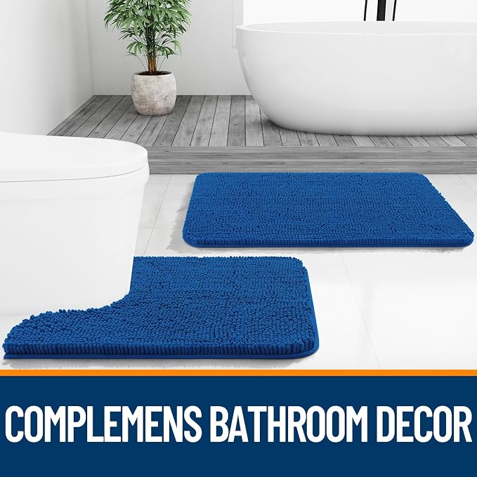 OLANLY Bathroom Rugs 30x20, Extra Soft Absorbent Chenille Bath Rugs, Rubber