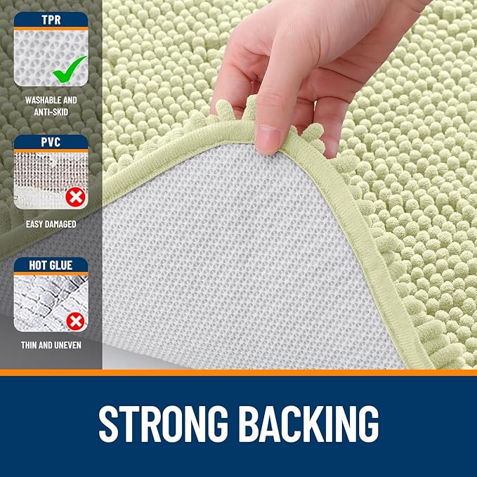 OLANLY Bathroom Rugs 35x24, Extra Soft Absorbent Chenille Bath Rugs, Rubber