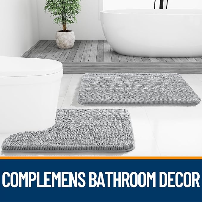 OLANLY Large Bathroom Rugs 70x46, Extra Soft Absorbent Chenille Bath Rugs