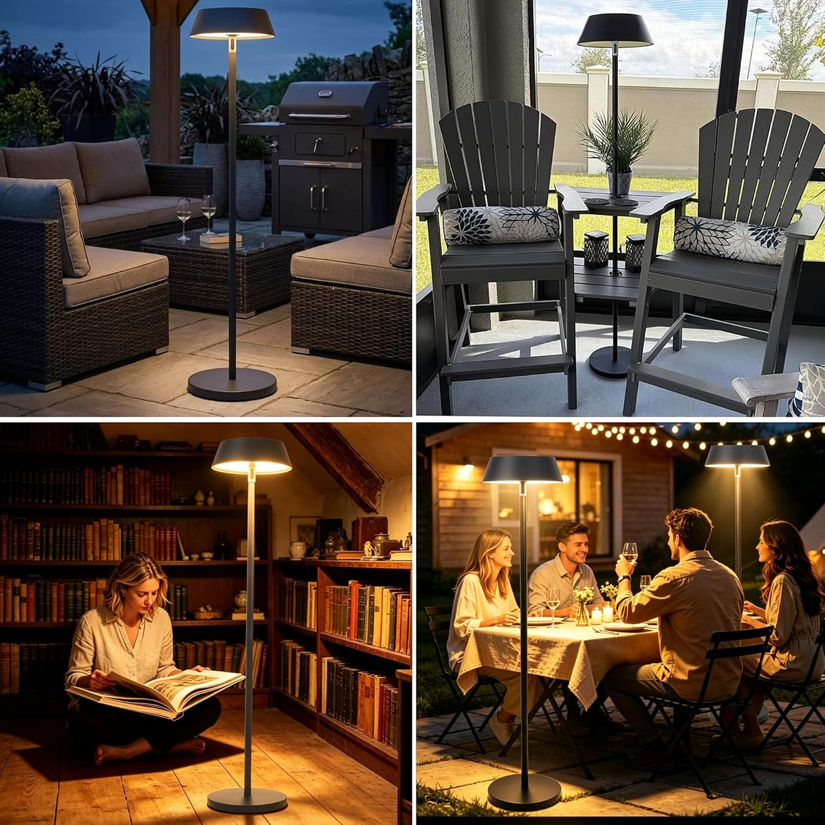 Solar Floor Lamp Outdoor, Waterproof Rechargeable Cordless Light for Patio