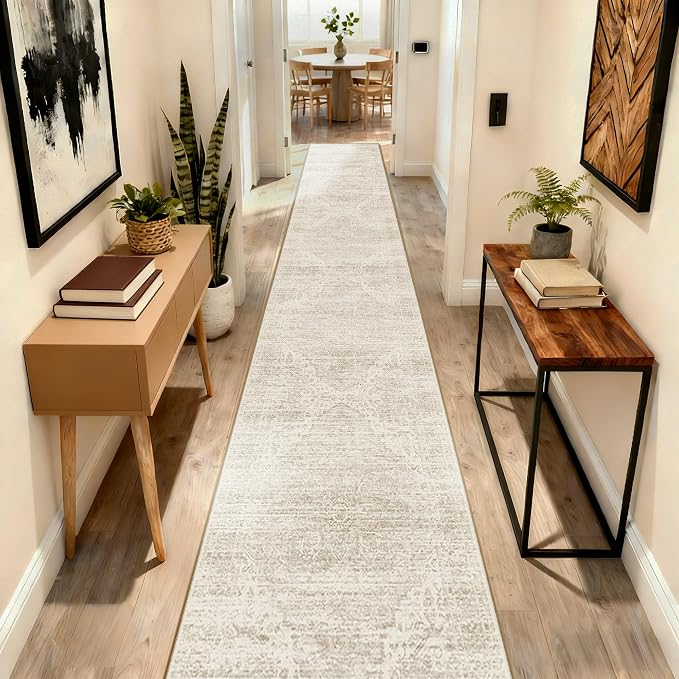 2x12 Runner Rug for Hallways Non-Slip Long Rug Runners, Boho Vintage Washable