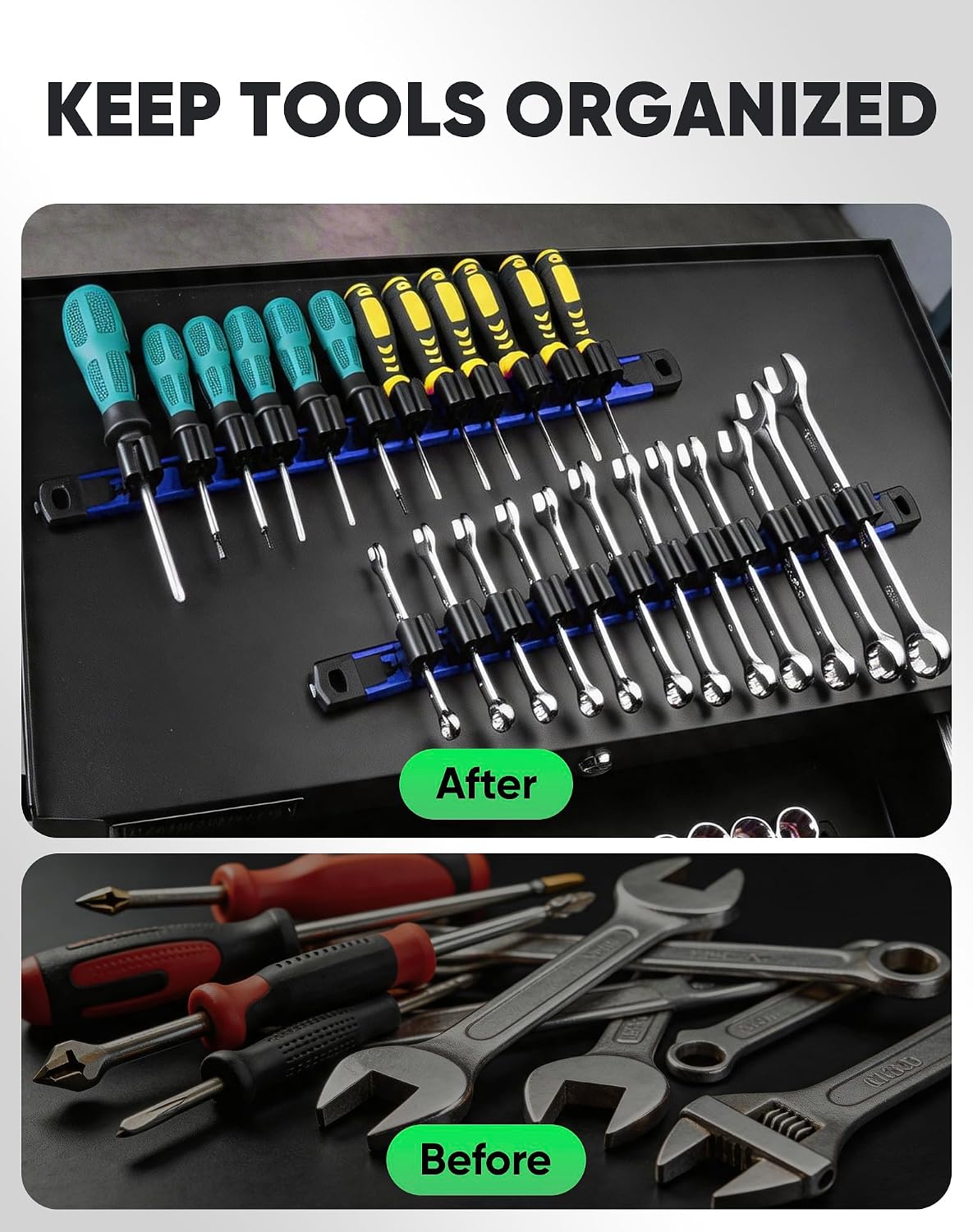 ALOANES Magnetic Screwdriver Organizer 36-Slot Blue 3PC for Toolbox