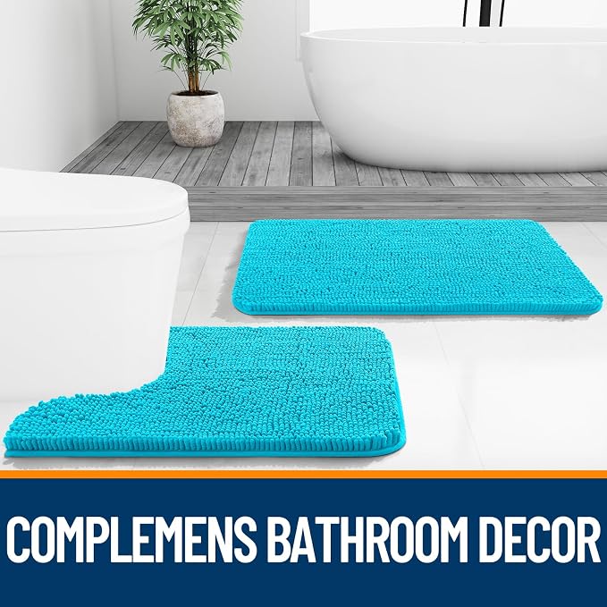 OLANLY Bathroom Rugs 30x20, Extra Soft Absorbent Chenille Bath Rugs, Rubber