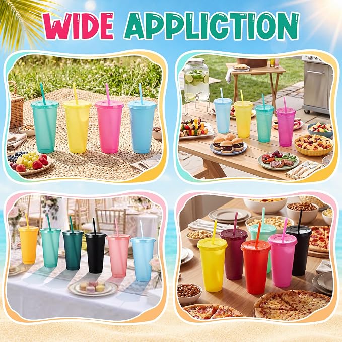 Honeydak 100 Pack Tumbler with Straw and Lid Bulk Cups