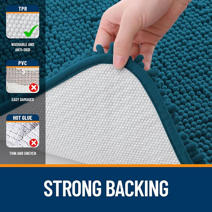 OLANLY Bathroom Rugs 35x24, Extra Soft Absorbent Chenille Bath Rugs, Rubber