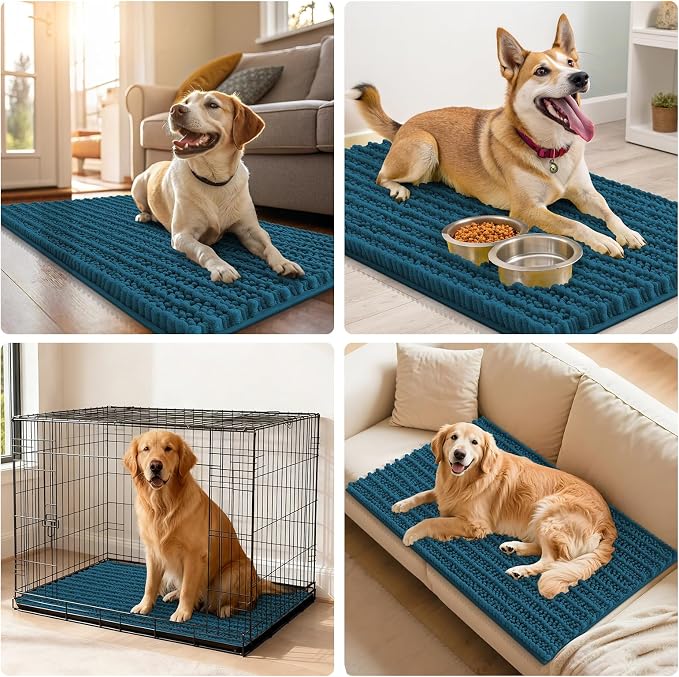 Smiry Dog Door Mat for Muddy Paws 48x30, Absorbent Dirt Trapper, Non-Slip