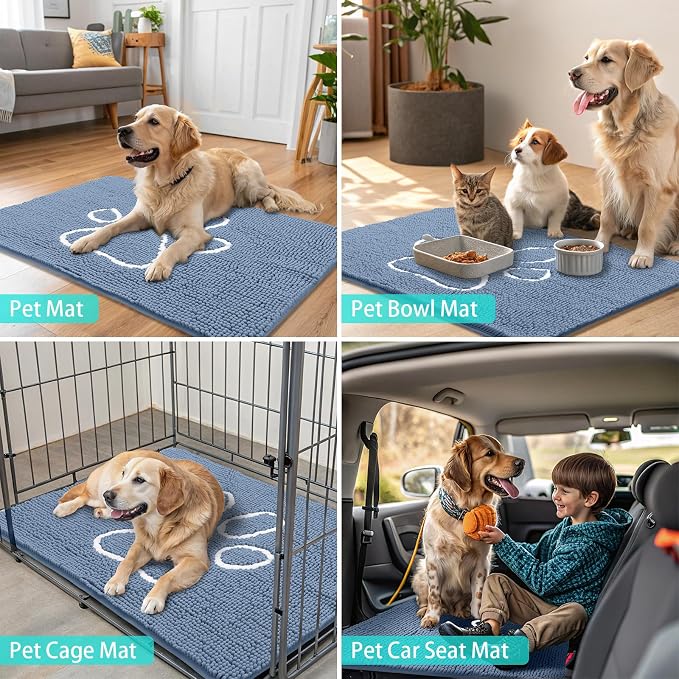 Smiry Dog Door Mat for Muddy Paws, Absorbent Dirt Trapper Non Slip Quick Dry