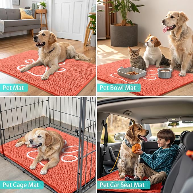 Smiry Dog Door Mat for Muddy Paws, Absorbent Dirt Trapper Non Slip Quick Dry