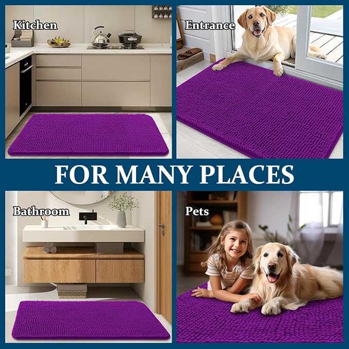 OLANLY Dog Door Mat for Muddy Paws 47x20, Absorbs Moisture and Dirt, Absorbent