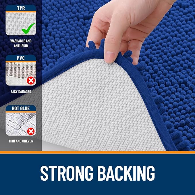 OLANLY Bathroom Rugs 30x18, Extra Soft Absorbent Chenille Bath Rugs, Rubber