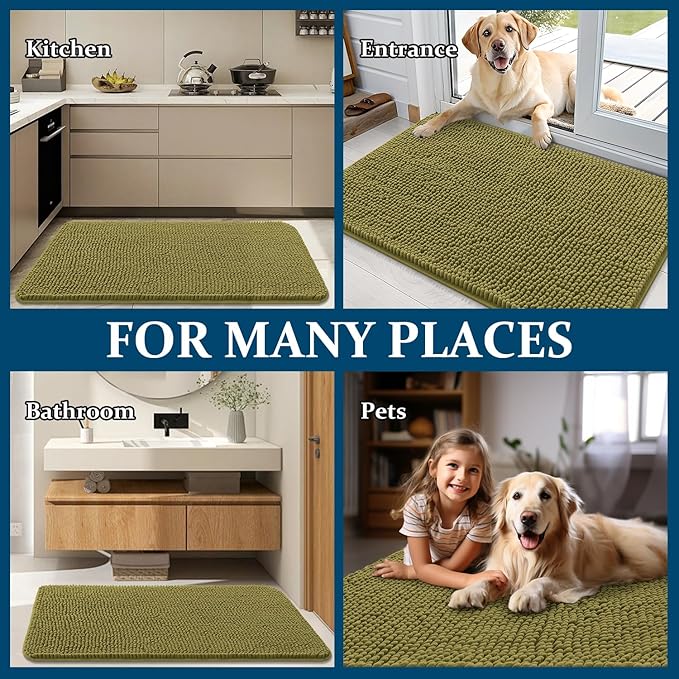 OLANLY Dog Door Mat for Muddy Paws 35x24, Absorbs Moisture and Dirt, Absorbent