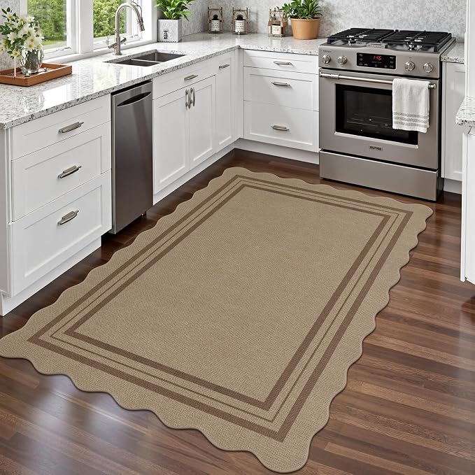 Modern Easy Jute 4x6 Outdoor Patio Rug, Washable Indoor Brown Kitchen Rugs