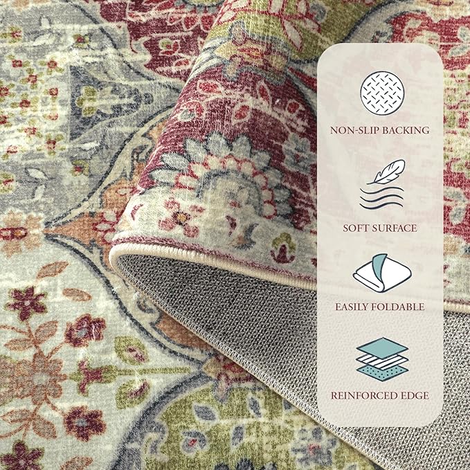 Lahome Moroccan Trellis Hallway Rug, 2x5 Washable Runner Rug Non Slip Kitchen