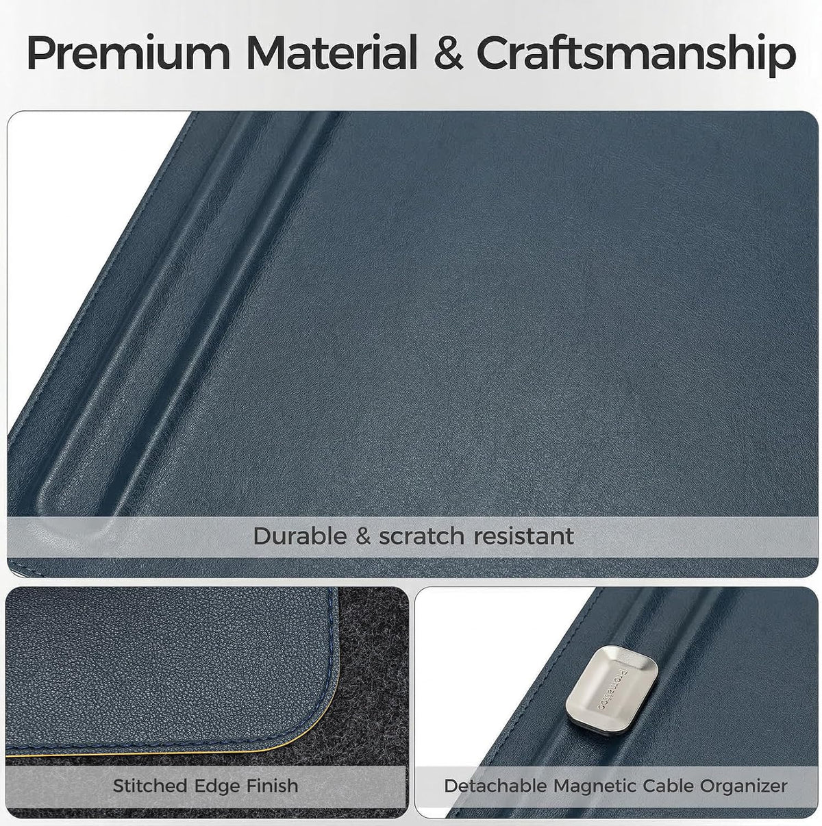Desk Mat – Double-Sided Vegan Leather & Felt | Built-In Magnetic Cable Organizer & File Storage | Premium Workspace Pad for Office, Gaming & Creative Professionals-(Green)