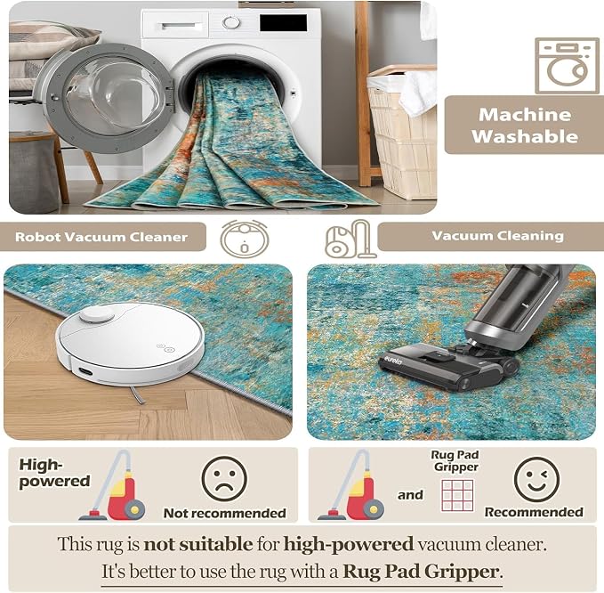 RELEANY Washable Area Rugs 6ft Non-Slip Modern Abstract Soft