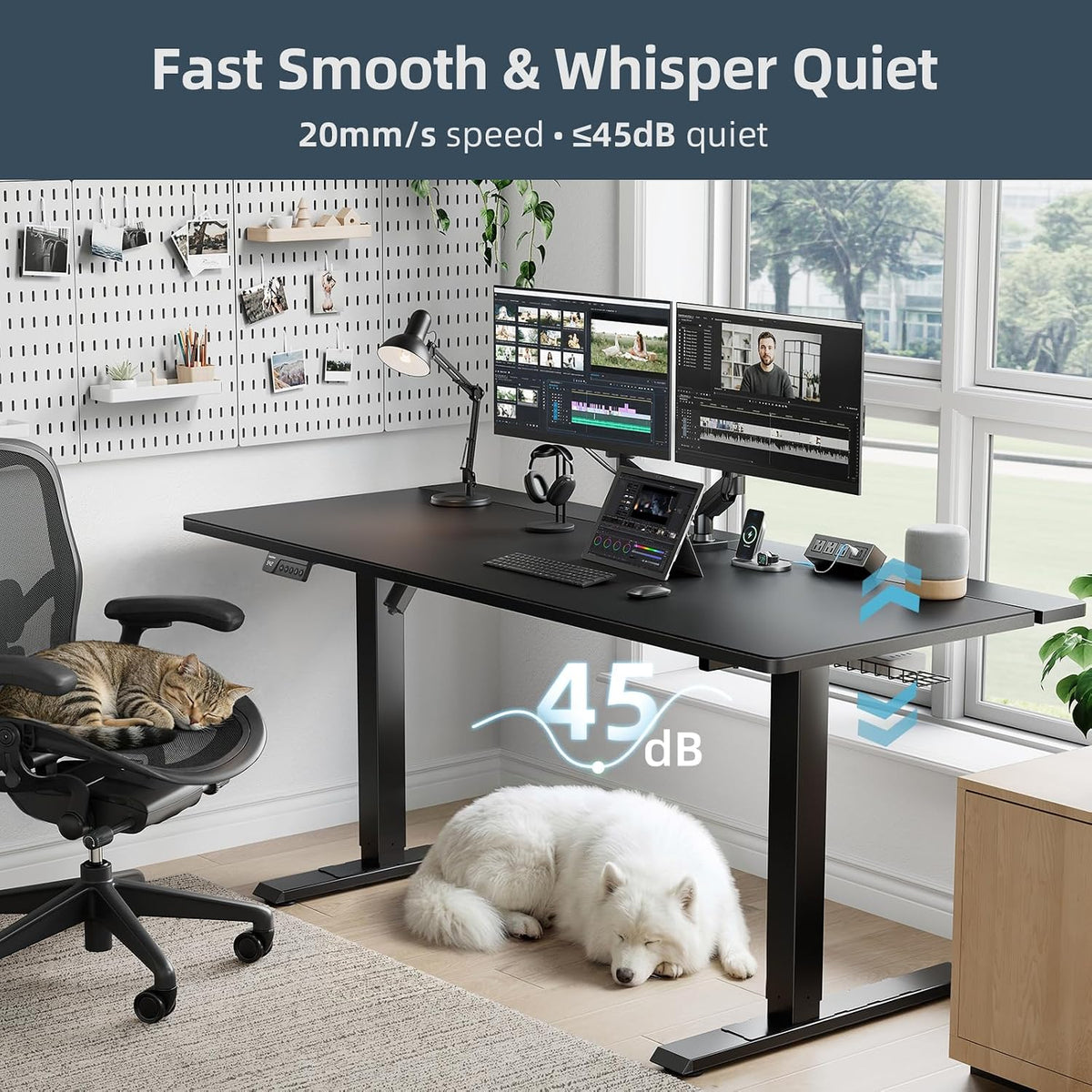 60 x 30 Inch Electric Standing Desk with Flip-Top Cable Management