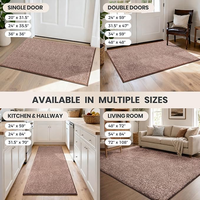 PURRUGS Dirt Trapping Door Mat 34" x 59", Non-Slip Machine Washable Entryway Rug