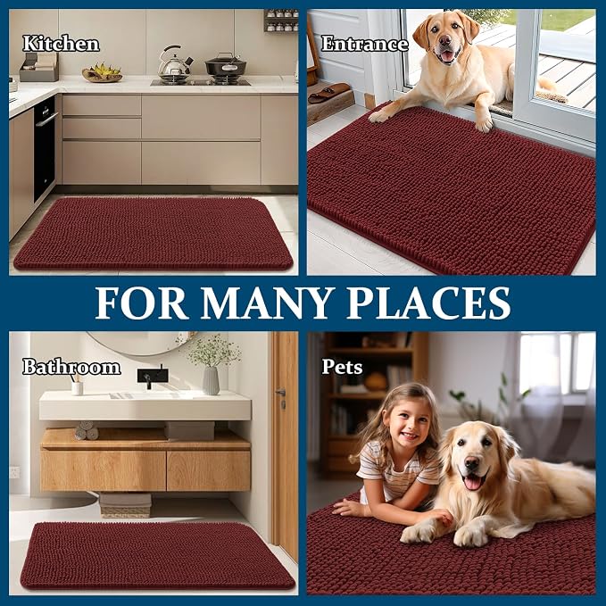 OLANLY Dog Door Mat for Muddy Paws 47x20, Absorbs Moisture and Dirt, Absorbent