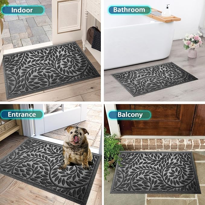 Bulijojo Front Door Mat Entrance, Durable Heavy Duty Welcome Mat, Thick
