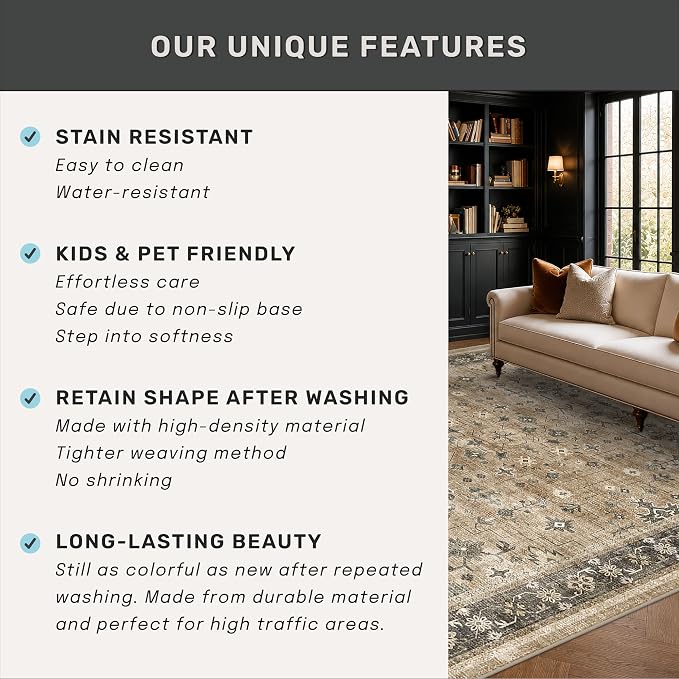Hazo Haus Rustic Taupe Area Rug 5x7
