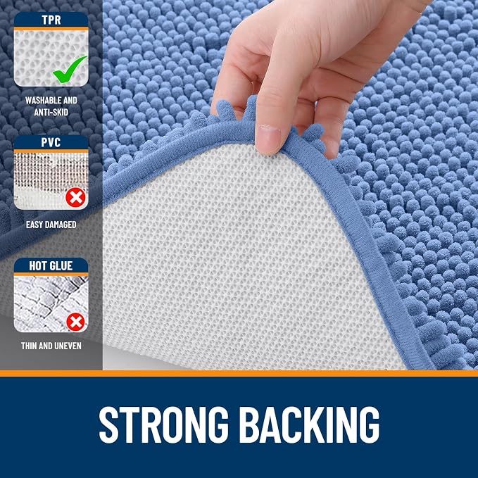 OLANLY Large Bathroom Rugs 44x32, Soft Absorbent Chenille Bath Rugs, Rubber