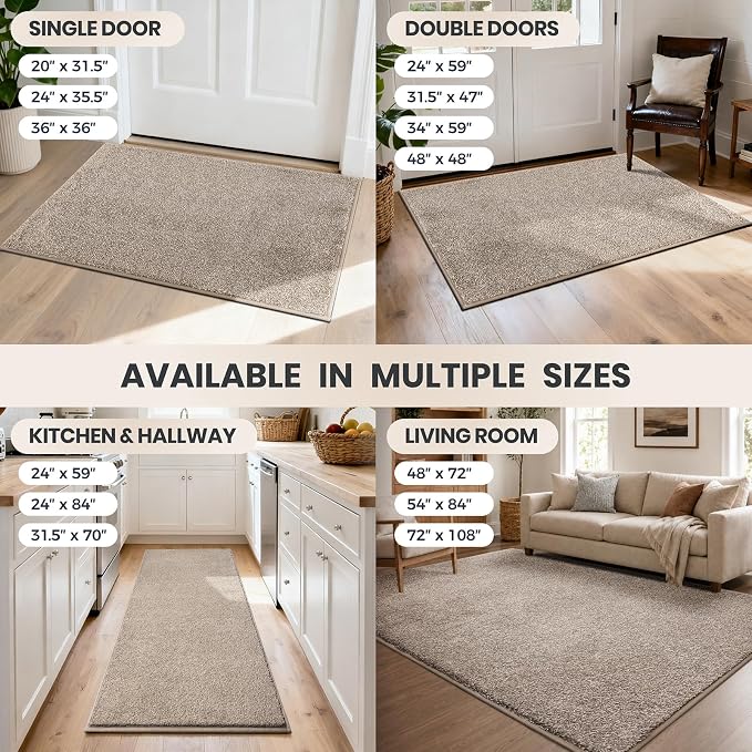PURRUGS Dirt Trapping Door Mat 31.5" x 47", Non-Slip Machine Washable Entryway