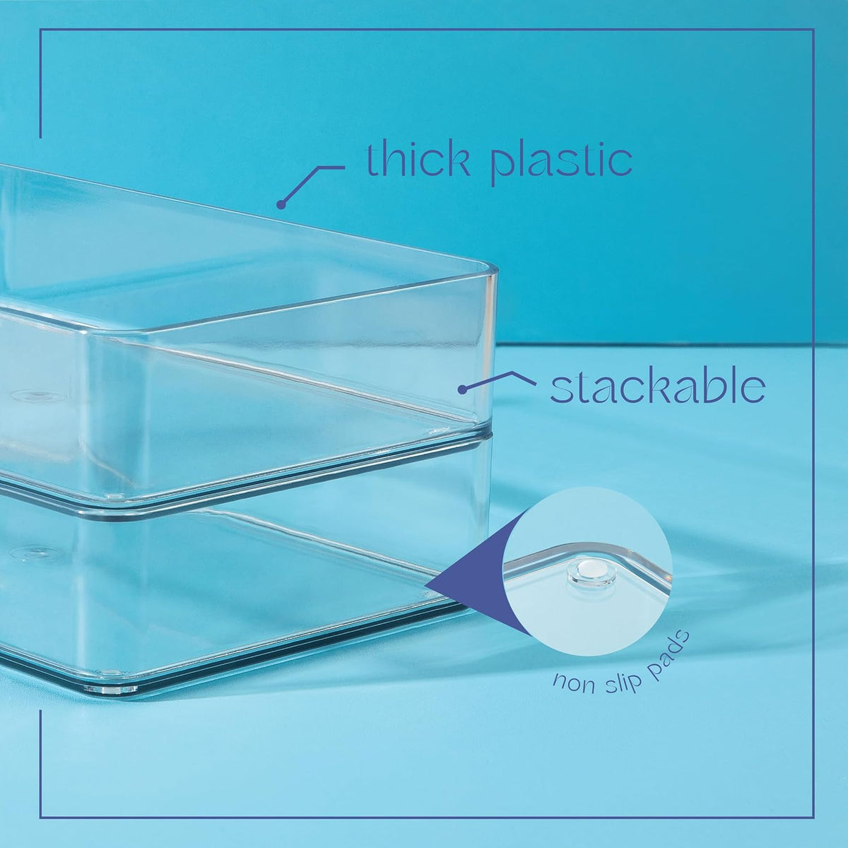 primebox Fifteen Pieces. Plastic Clear Drawer Organizers. Bathroom, Kitchen, Bedroom, Utensils, Office Organizer Bins, Storage Trays. Heavy Duty, Stackable 5 Sizes.