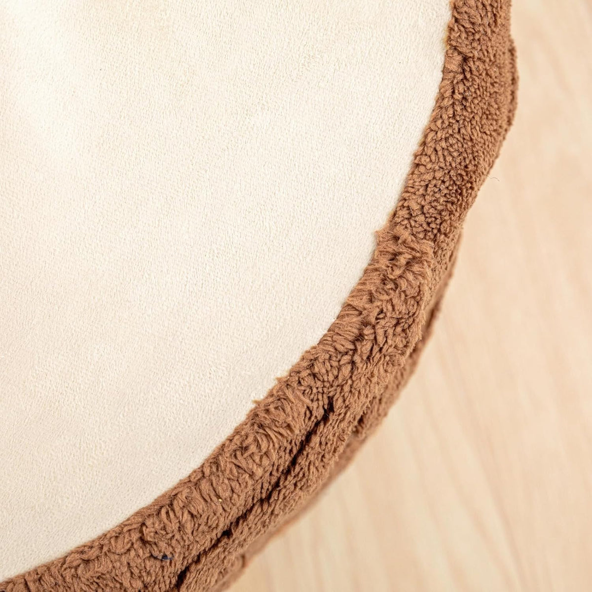 Asuprui Round Ottoman Pouf Foot Stool, Coffee 20x14 in,Sofa Couch Foot Rest