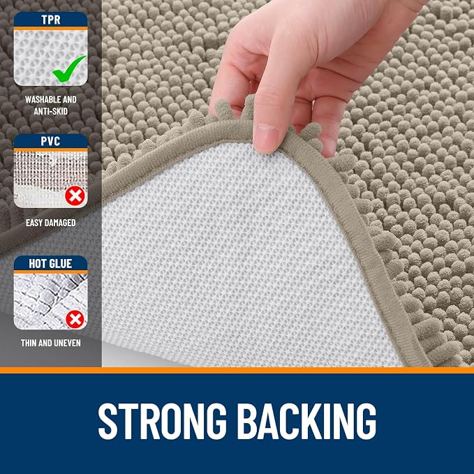 OLANLY Bathroom Runner Rugs 70x24, Soft Absorbent Chenille Bath Rugs, Rubber