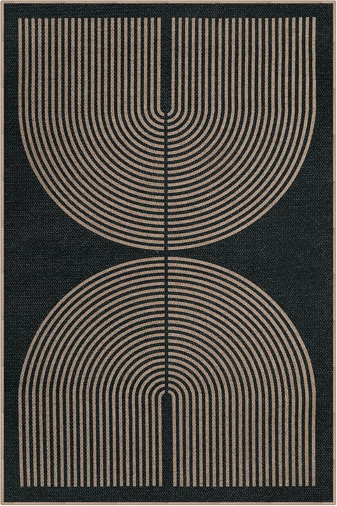 Lahome Modern Rainbow Easy Jute 4x6 Rug, Outdoor Patio Rug