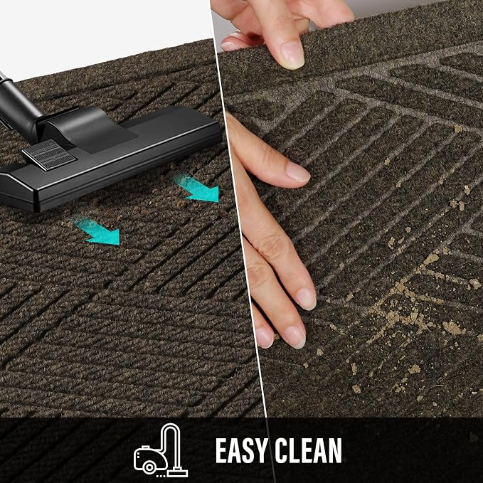 HIYARD Sturdy Front Door Mat, Absorbent Muddy Dirt Resist Welcome Door Mats