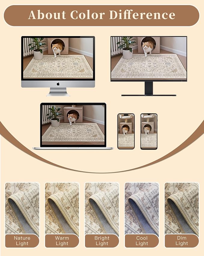 Madane Runner Rug 2x8, Washable Hallway Runner Rugs, Non-Slip Low-Pile Soft