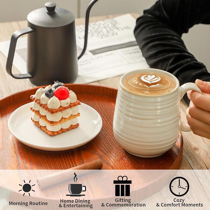 HASENSE Coffee Mugs Set of 2, 20 oz Ceramic Coffee Cups