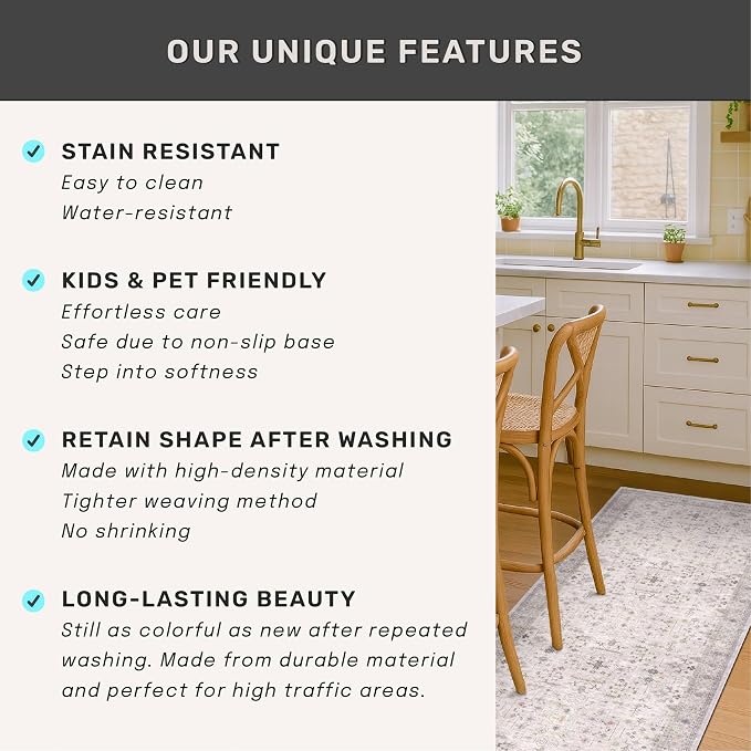 Hazo Haus Light Gray Washable 2'6"x8' Wide Runner Rugs