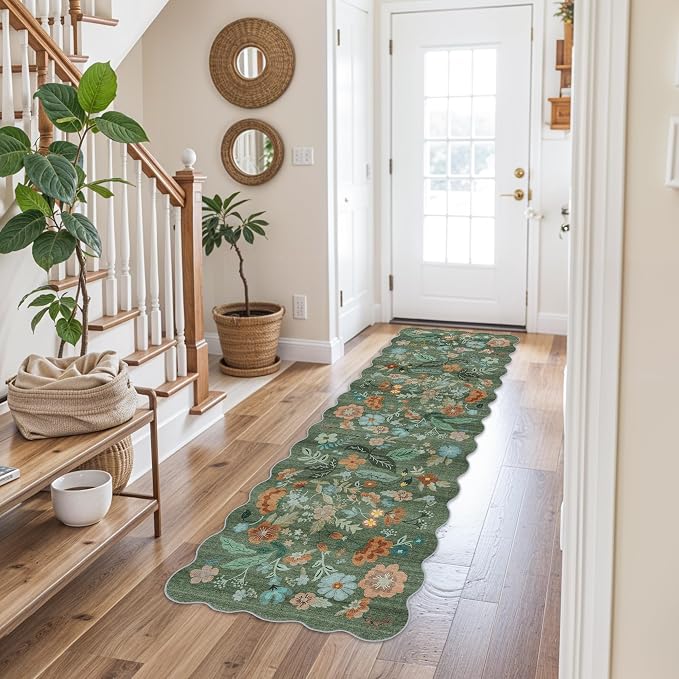 Washable 2x6 Runner Rug for Entryway: Hallway Kitchen Easy-Clean Carpet