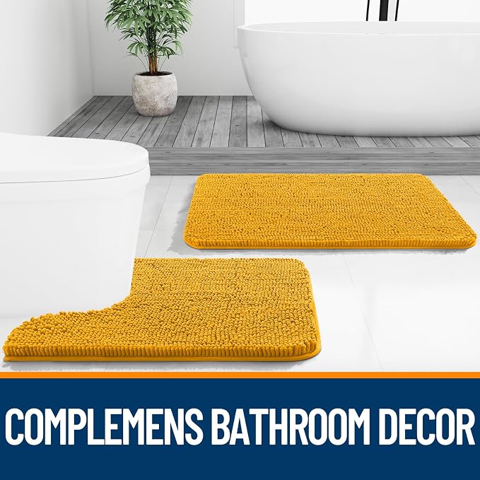 OLANLY Bathroom Rugs 36x24, Extra Soft Absorbent Chenille Bath Rugs, Rubber