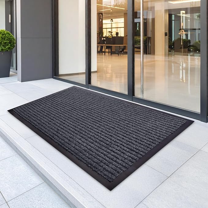 Commercial Door Mat 3'x10' Grey, Heavy Duty Industrial Floor Mat