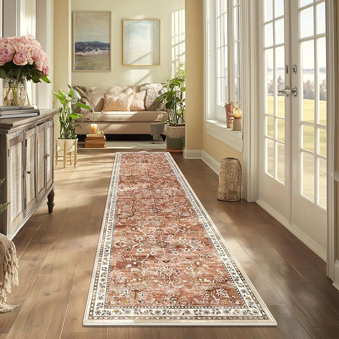 Yamaziot Washable Runner Rug 2x10 – Non Slip Boho Floral Hallway Runner Rug
