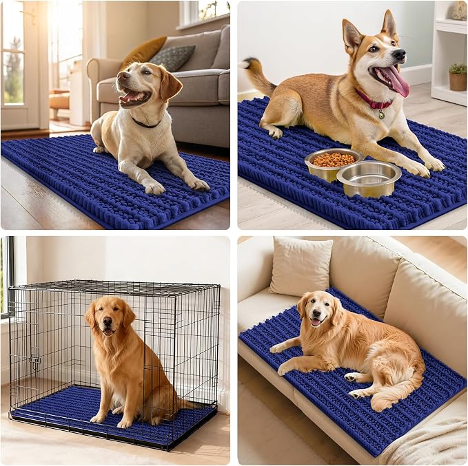 Smiry Dog Door Mat for Muddy Paws 48x30, Absorbent Dirt Trapper, Non-Slip