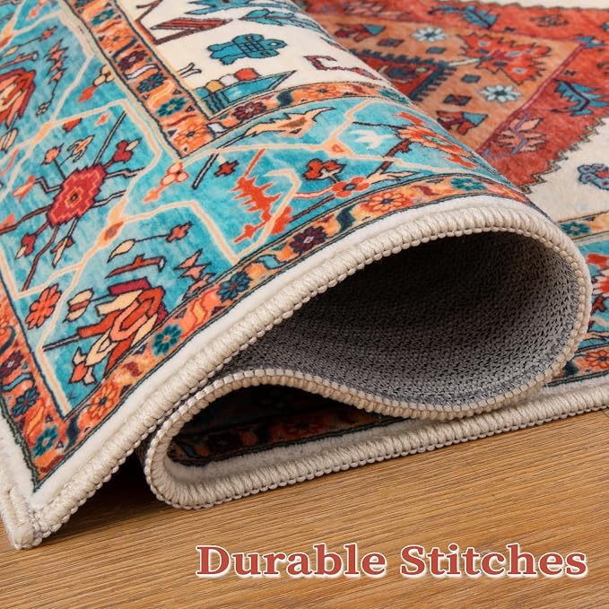 SERISSA Washable Rugs 6x9 Boho Area Rugs, Large Non-Slip Living Room Rug