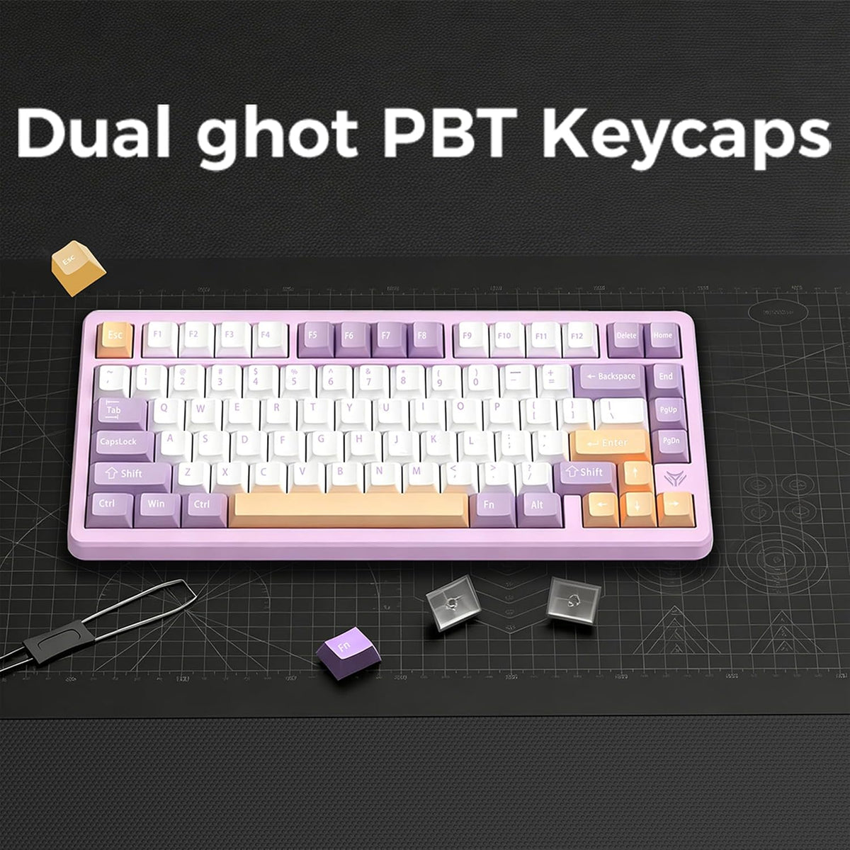MK INKY75 CNC Aluminum Mechanical Keyboard Triple-Mode Connectivity Gaming Keyboard, 75% Layout Mechanical Keyboard,with Superior Acoustics, Creamy Sounding, RGB/HMX/4000mAh(Dream Lavender)